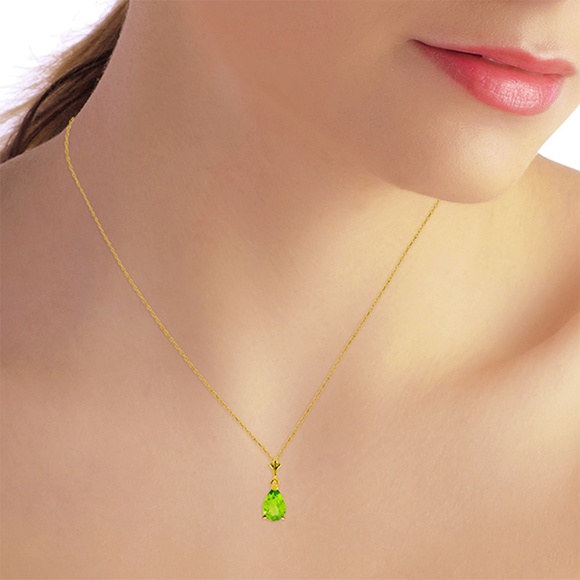 14K. SOLID GOLD NECKLACE WITH NATURAL PERIDOT (Yellow Gold) - Picture 7 of 10